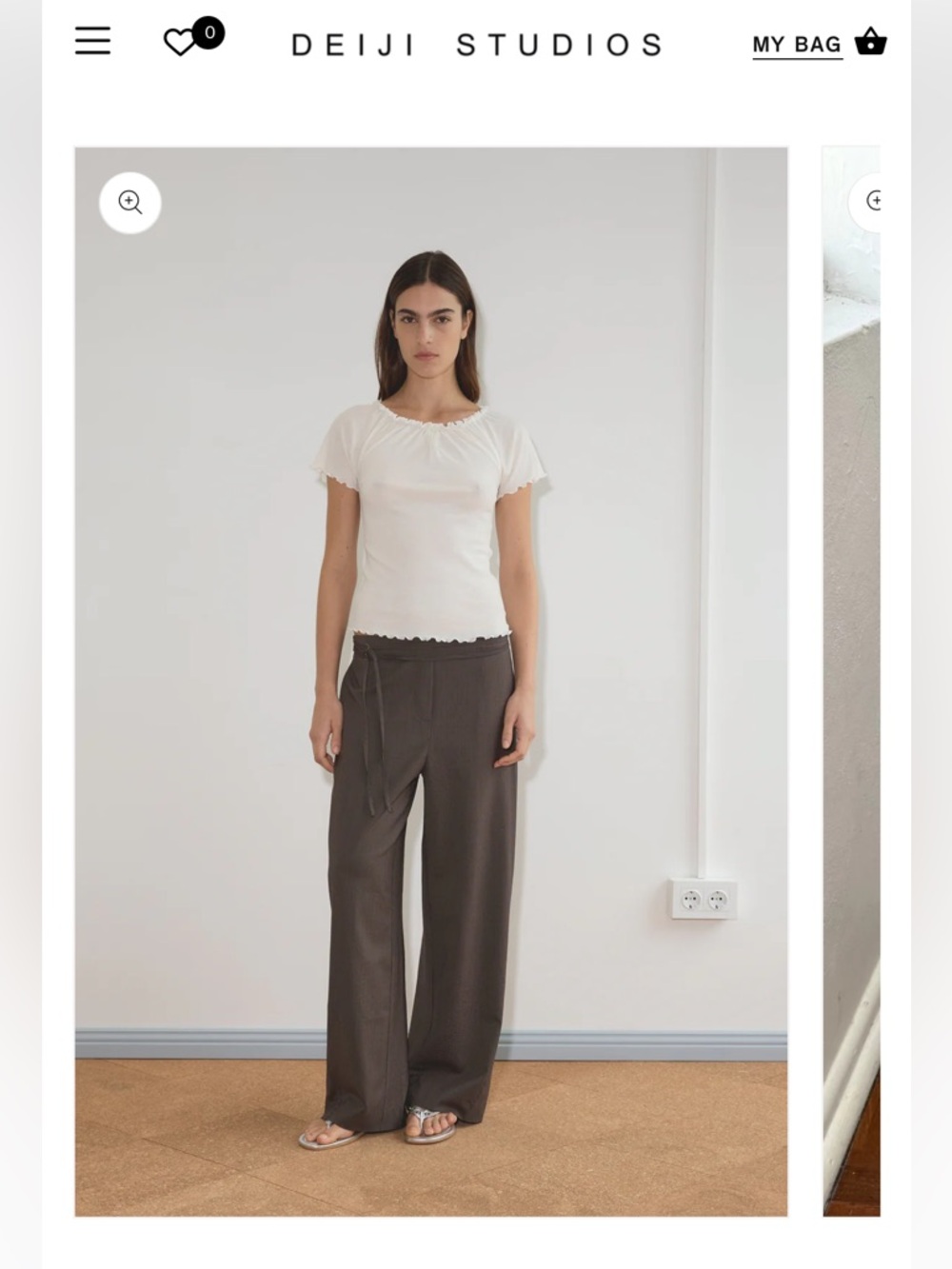 Deiji Studios - Double Belted Pant in Brown Stripe - Small